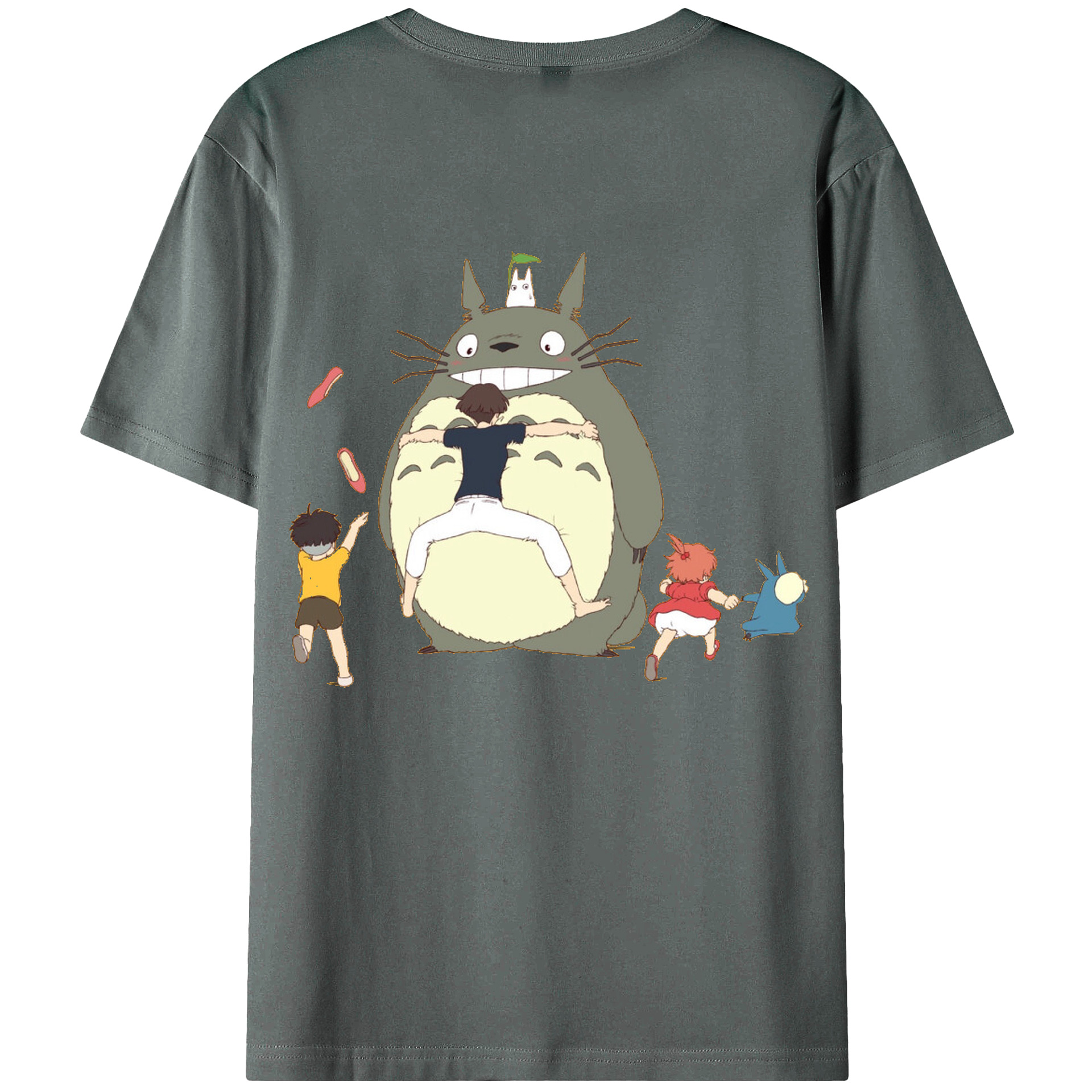 （画像用） となりのトトロ 草壁メイ 草壁サツキ My Neighbor Totoro Satsuki Kusakabe Mei Kusakabe 綿100％ メンズ半袖Tシャツ（バックプリント） 通気性